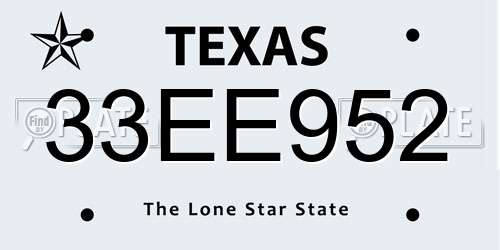 33EE952 Texas License Plate