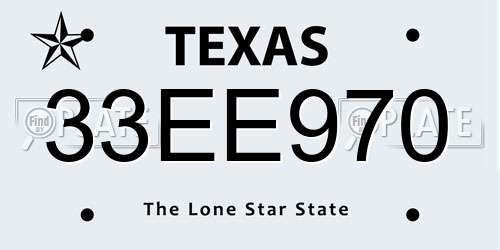 33EE970 Texas License Plate
