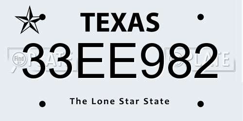 33EE982 Texas License Plate