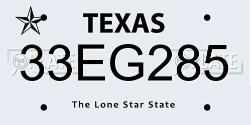 33EG285 Texas License Plate