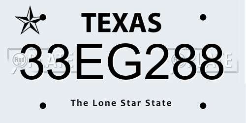 33EG288 Texas License Plate