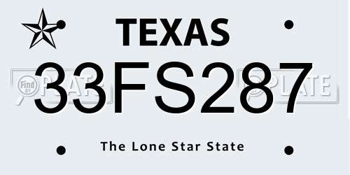 33FS287 Texas License Plate