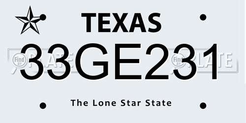 33GE231 Texas License Plate