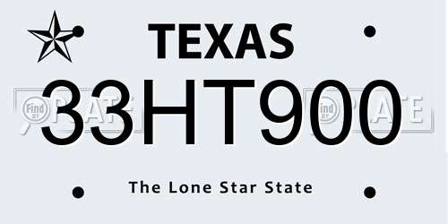 33HT900 Texas License Plate
