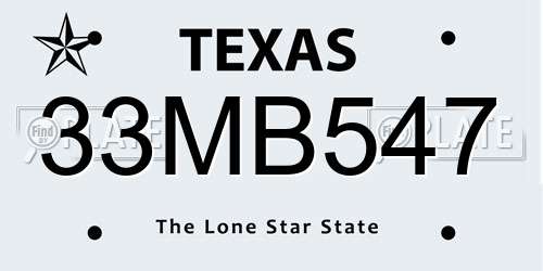 33MB547 Texas License Plate