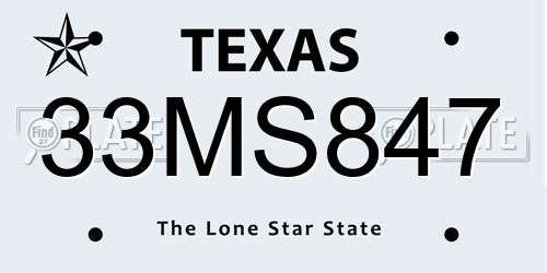 33MS847 Texas License Plate