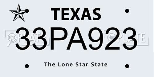 33PA923 Texas License Plate