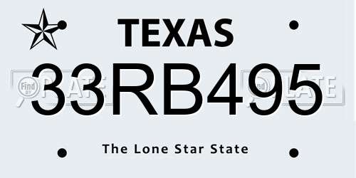 33RB495 Texas License Plate