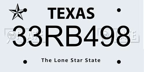 33RB498 Texas License Plate