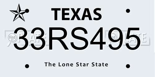 33RS495 Texas License Plate