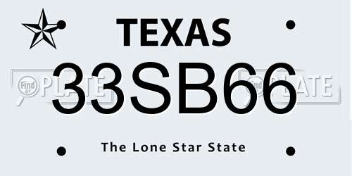 33SB66 Texas License Plate