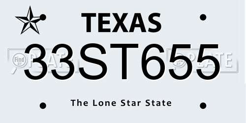 33ST655 Texas License Plate
