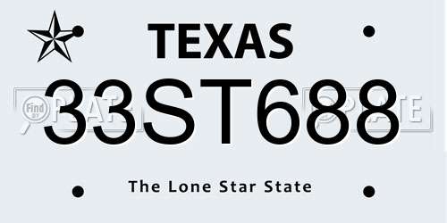 33ST688 Texas License Plate