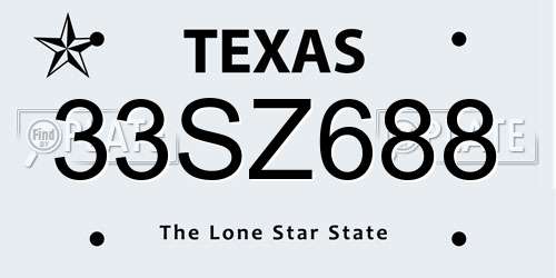 33SZ688 Texas License Plate