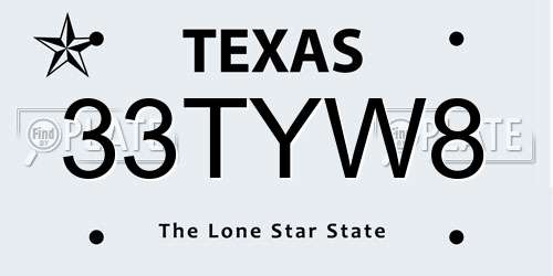 33TYW8 Texas License Plate