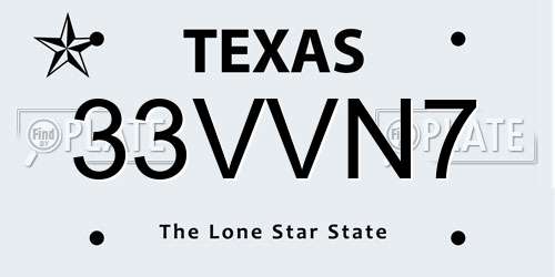 33VVN7 Texas License Plate