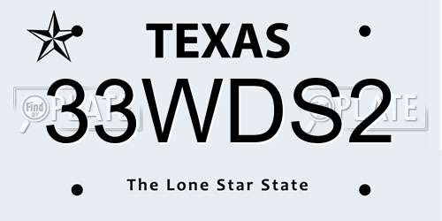 33WDS2 Texas License Plate