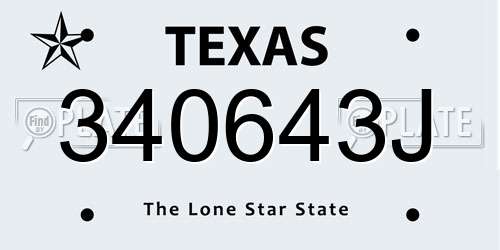 340643J Texas License Plate