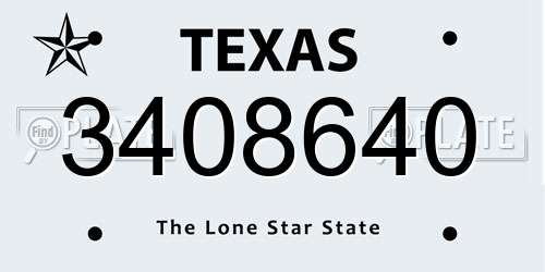 3408640 Texas License Plate