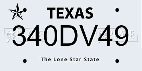 340DV49 Texas License Plate