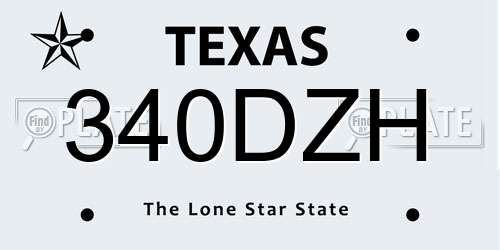 340DZH Texas License Plate