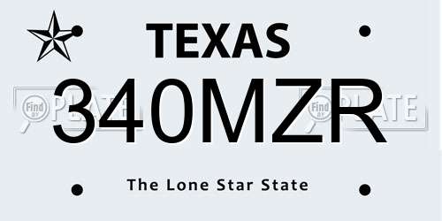 340MZR Texas License Plate