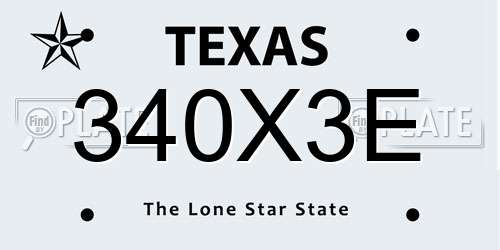 340X3E Texas License Plate