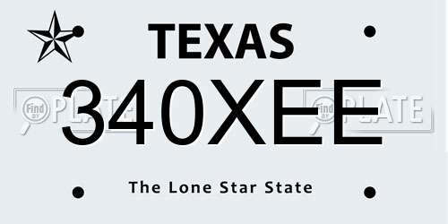 340XEE Texas License Plate