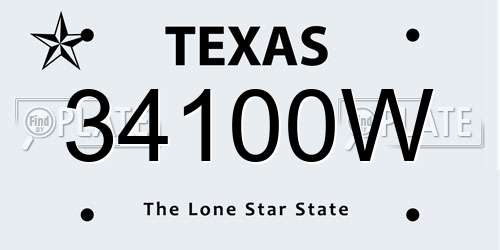 34100W Texas License Plate