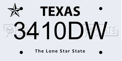 3410DW Texas License Plate