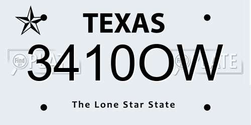 3410OW Texas License Plate