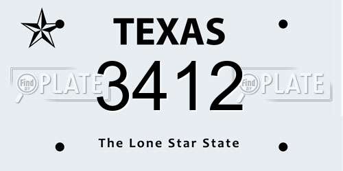 3412 Texas License Plate