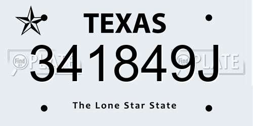 341849J Texas License Plate
