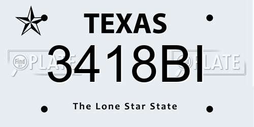 3418BI Texas License Plate