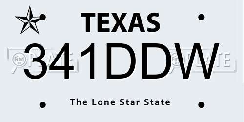 341DDW Texas License Plate