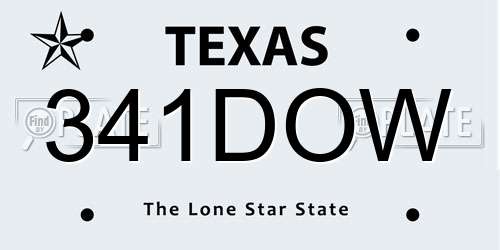 341DOW Texas License Plate