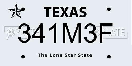 341M3F Texas License Plate