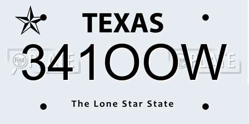 341OOW Texas License Plate