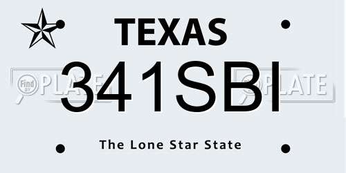 341SBI Texas License Plate
