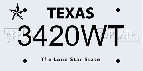 3420WT Texas License Plate