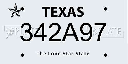 342A97 Texas License Plate