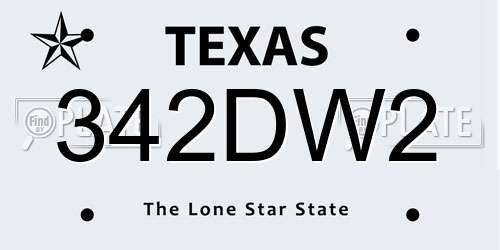342DW2 Texas License Plate