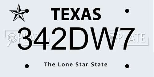 342DW7 Texas License Plate