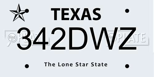 342DWZ Texas License Plate
