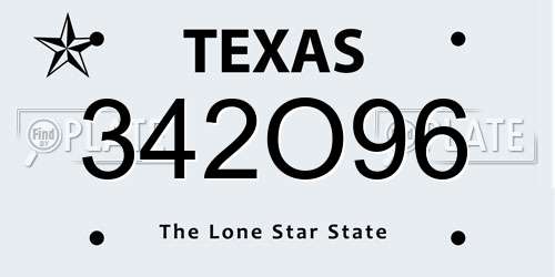 342O96 Texas License Plate