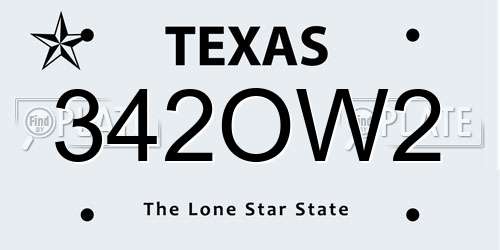 342OW2 Texas License Plate