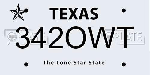 342OWT Texas License Plate
