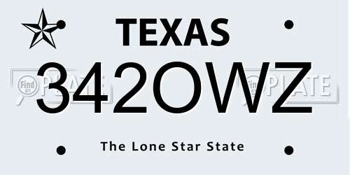 342OWZ Texas License Plate