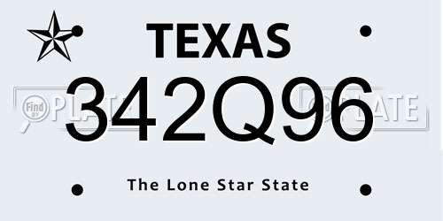 342Q96 Texas License Plate