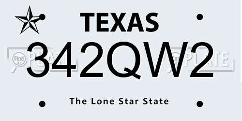 342QW2 Texas License Plate